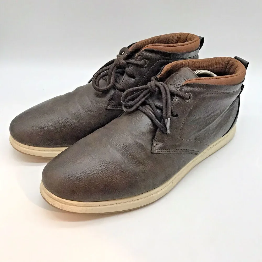 Bass 713289 Two-Tone Brown & Rust Chukka Boots Men's 12 Lace Up Mid Top Shoes